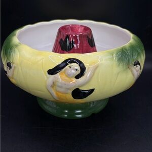 Tropical 32oz Ceramic Tiki Volcano Scorpian Bowl with Hula Dancer Design